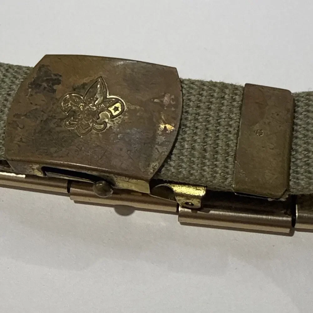 VTG Boy Scouts of America Merit Badge Belt – Solid Brass Buckle – Enamel Slides